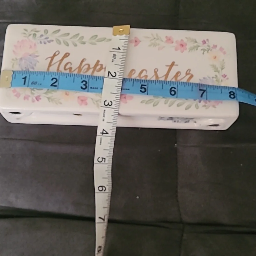 Happy Easter He Is Risen Glass Ceramic Rectangle Cube Sign Pink Purple Yellow
